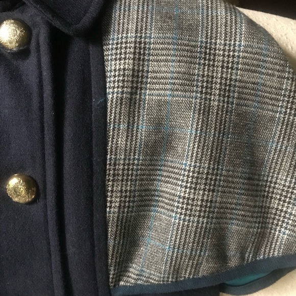 JOY JOY Navy & Plaid Wool Cape - Picture 6 of 7